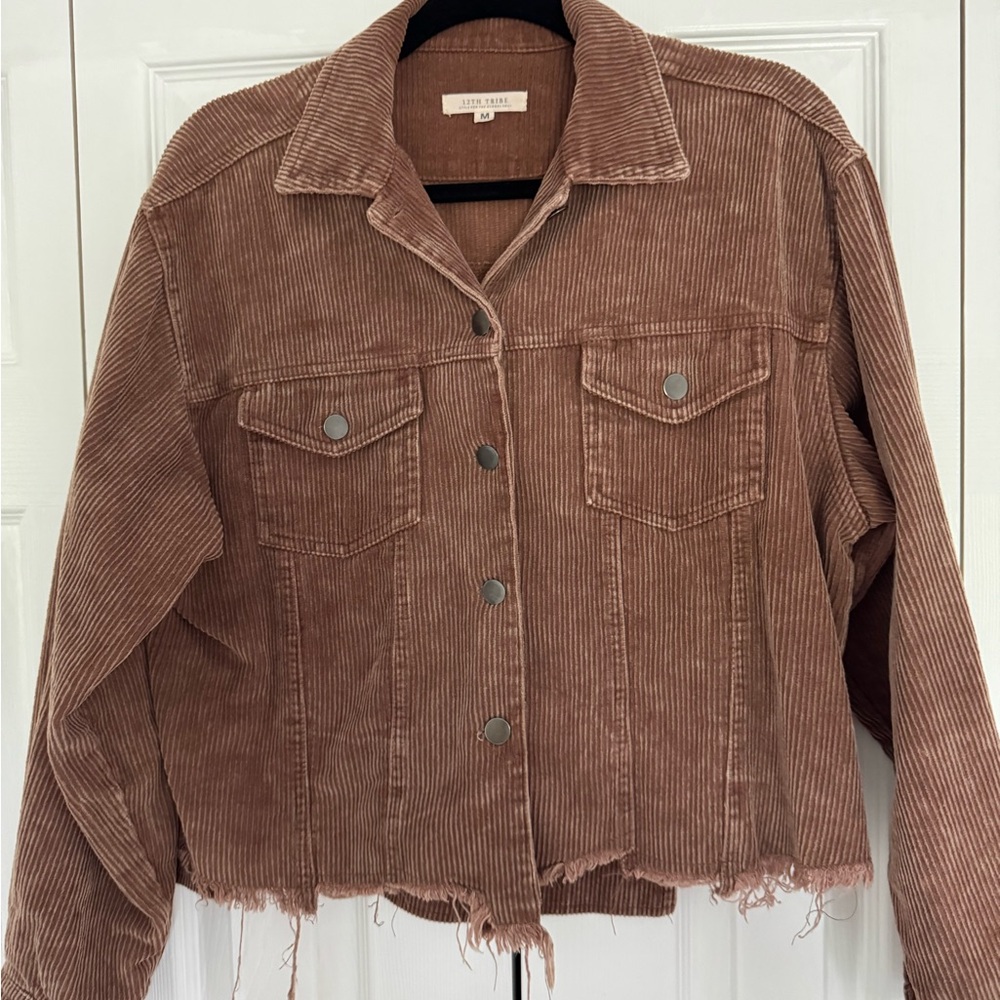 12th Tribe Brown Jean Jacket Cropped Corduroy